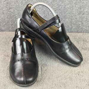 Earth Spirit Black Leather Mary Janes Sz 11 Hook Loop Strap